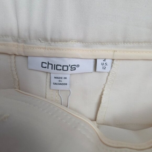 Chico's The Trouser Cream Wide Leg High Rise Pants Size 2 (US 12) - Picture 3 of 10